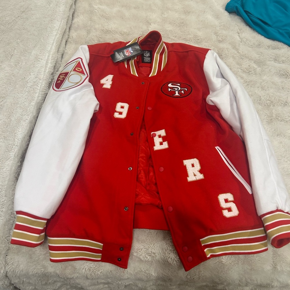 NFL 49ers Varsity Jacket - Red and White